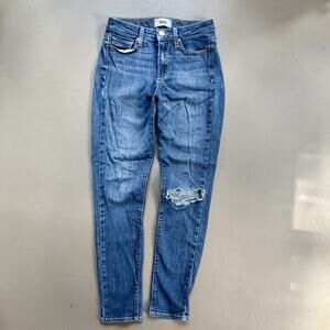 PAIGE Hoxton Crop Rollup Jeans 25 High Rise Skinny Distressed Denim Designer